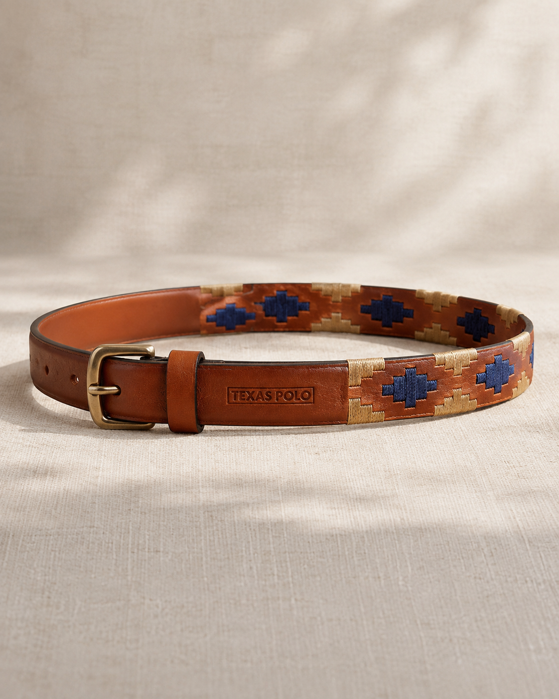 Texas Polo Women's Polo Belt in Tan and Navy