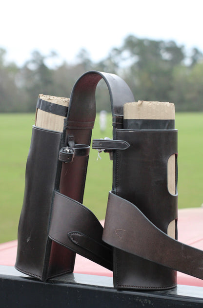 Leather polo ball holder.