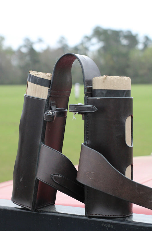 Leather polo ball holder.