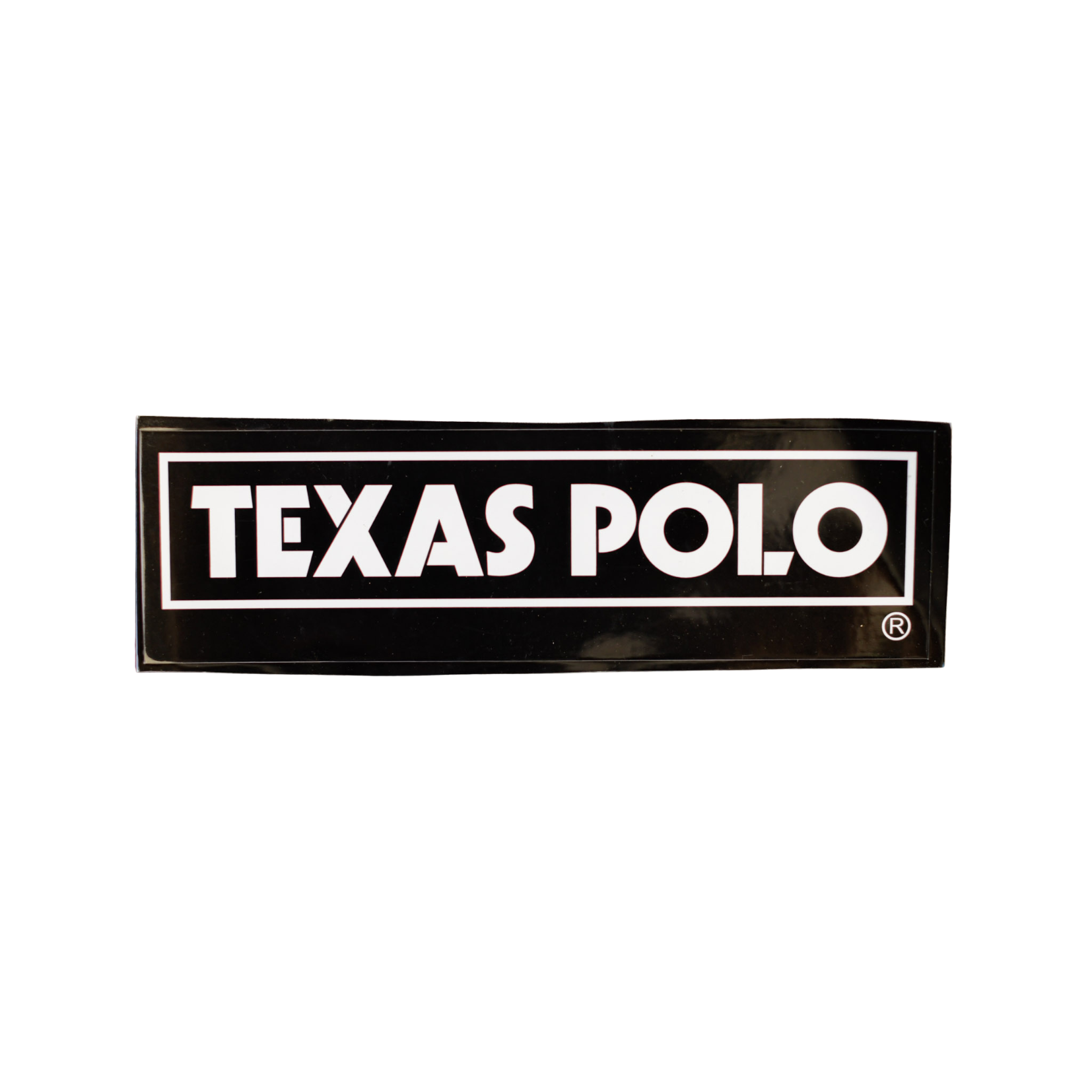 Black sticker with white Texas Polo logo.