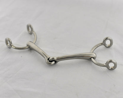 Close up of Dr. Bristol gag horse bit on a white surface.