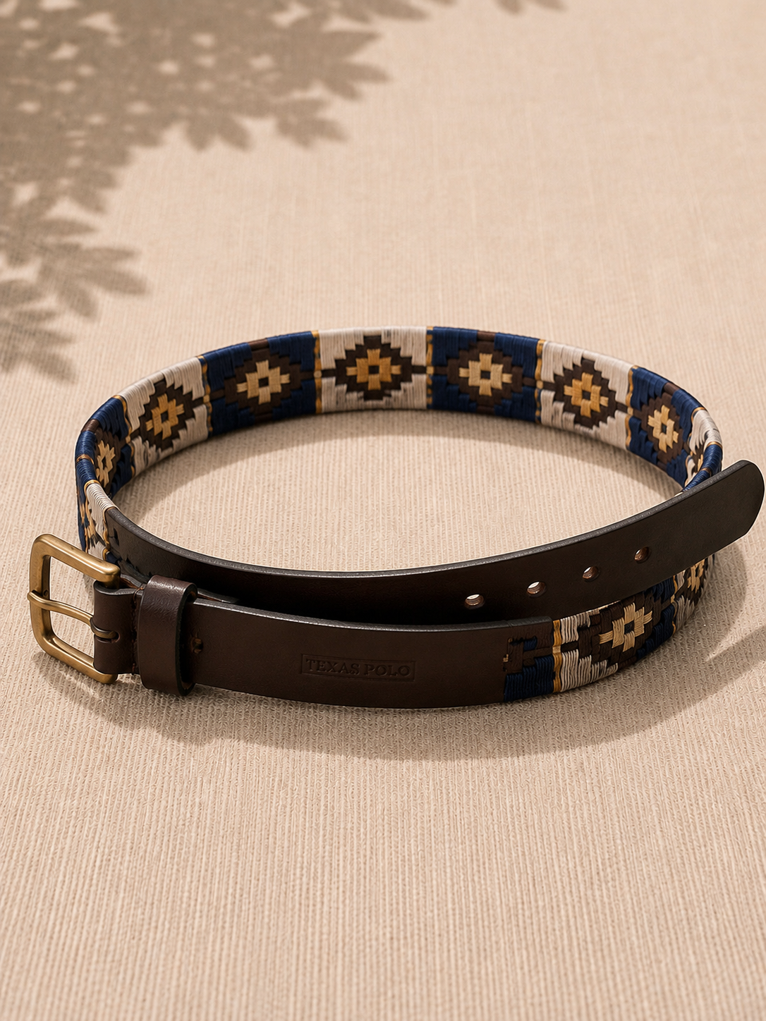 Texas Polo Men's Polo Belt in Blue White and Gold