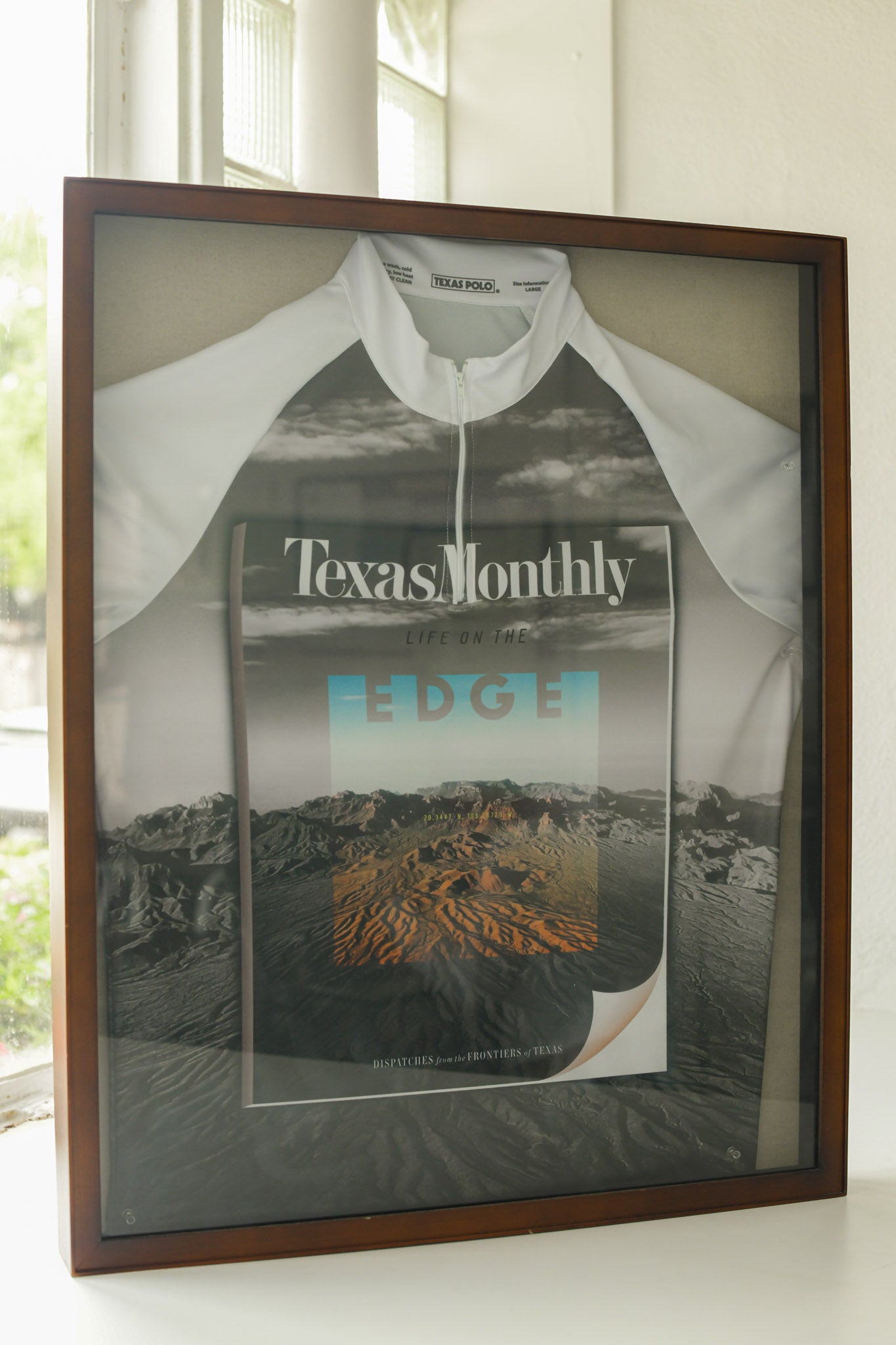 Framed jersey customized with Texas Monthly magazine.