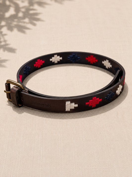 Texas Polo Men's Polo Belt in Red White and Blue